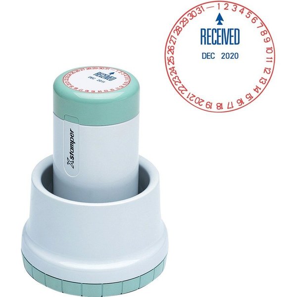 Xstamper Rotary Stamp, Dater-Received, 1-3/16" Diameter, Red/Blue XST22602